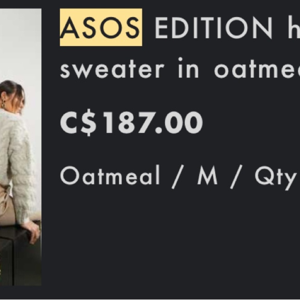 ASOS Cream Cable Knit Sweater - Picture 2 of 2